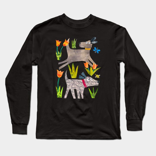 Dogs in the park Long Sleeve T-Shirt by Tracey English